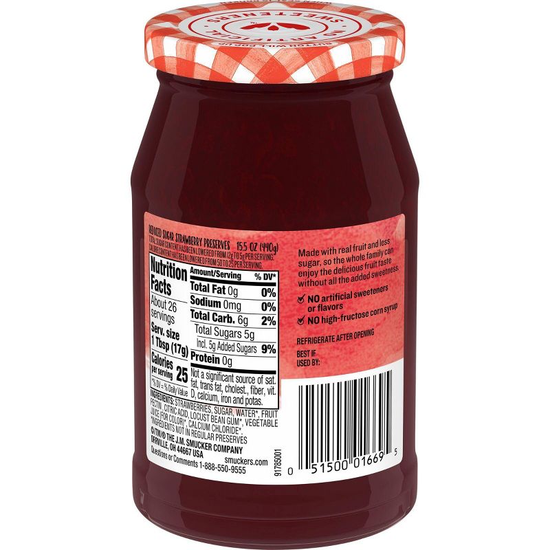 Smucker's Low Sugar Strawberry Preserves - 15.5oz