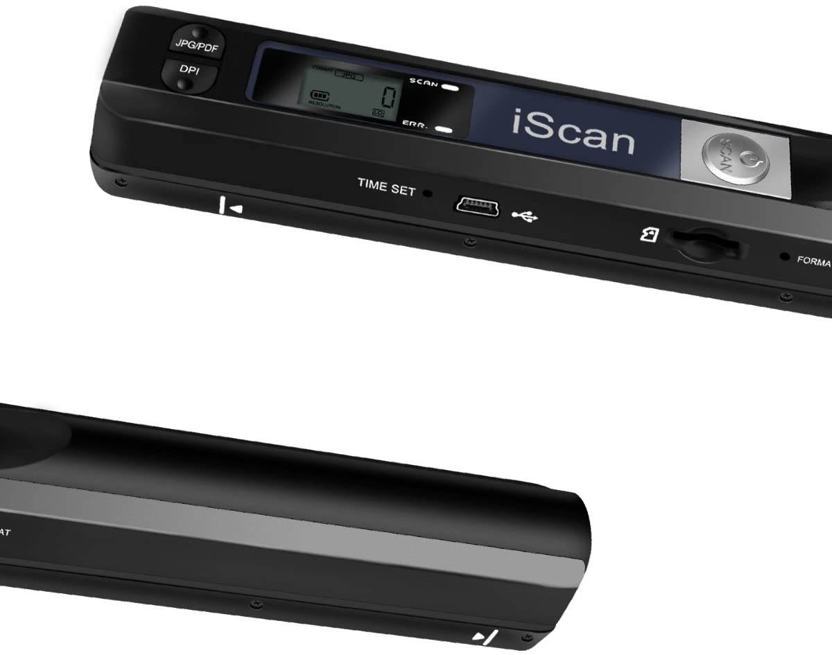 Portable handheld large-capacity mobile receipt and document scanner Mini scanner Suitable for PC and Mac Suitable for business receipt JPEG/PDF format (900DPI, AA battery power) BLACK