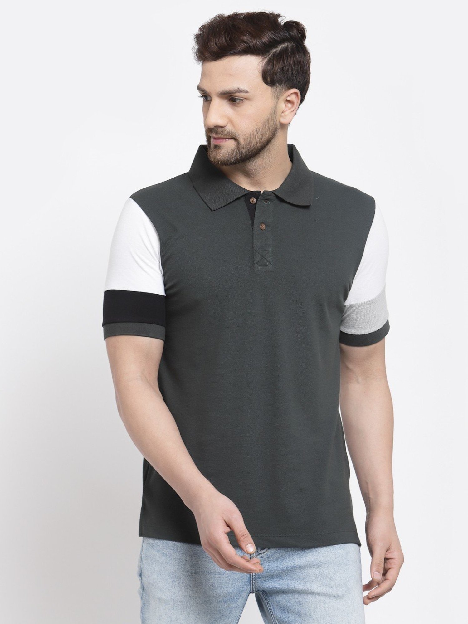 Kalt Multicolor Cotton Regular Fit Colour Block Polo T-Shirt