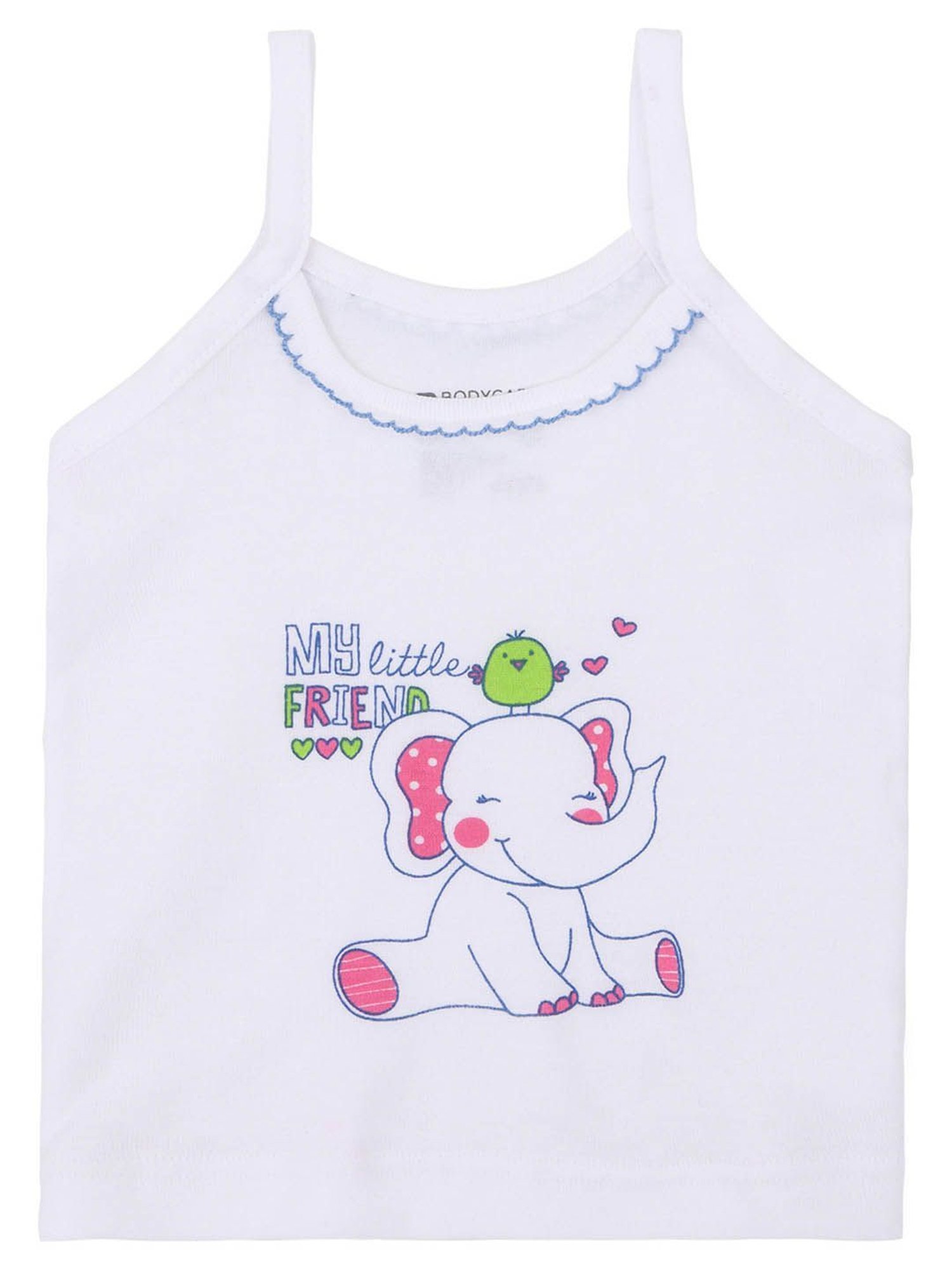 Bodycare Kids White Printed Camisole (Pack Of 6)