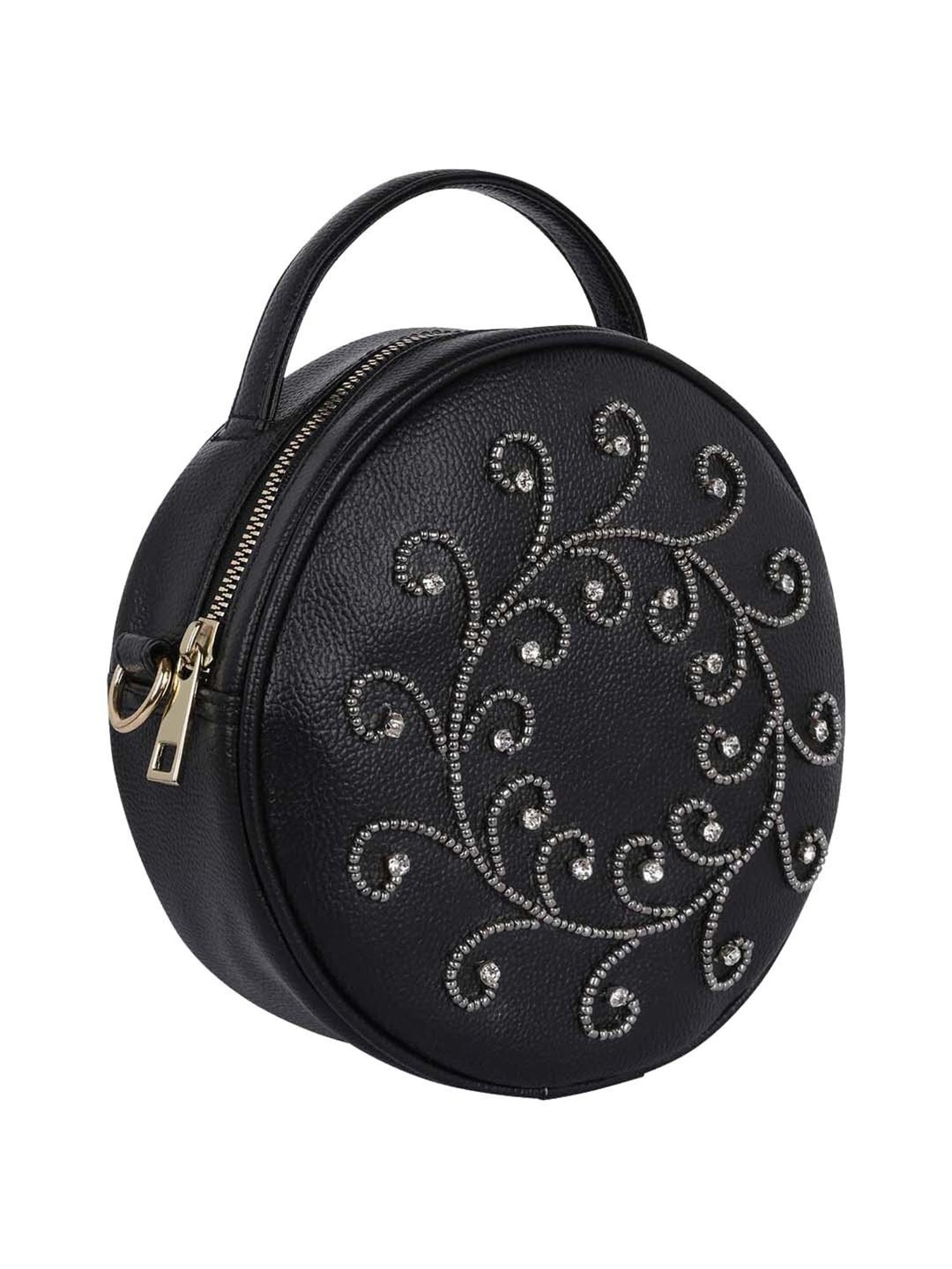 Bagsy Malone Black Embellished Medium Sling Handbag