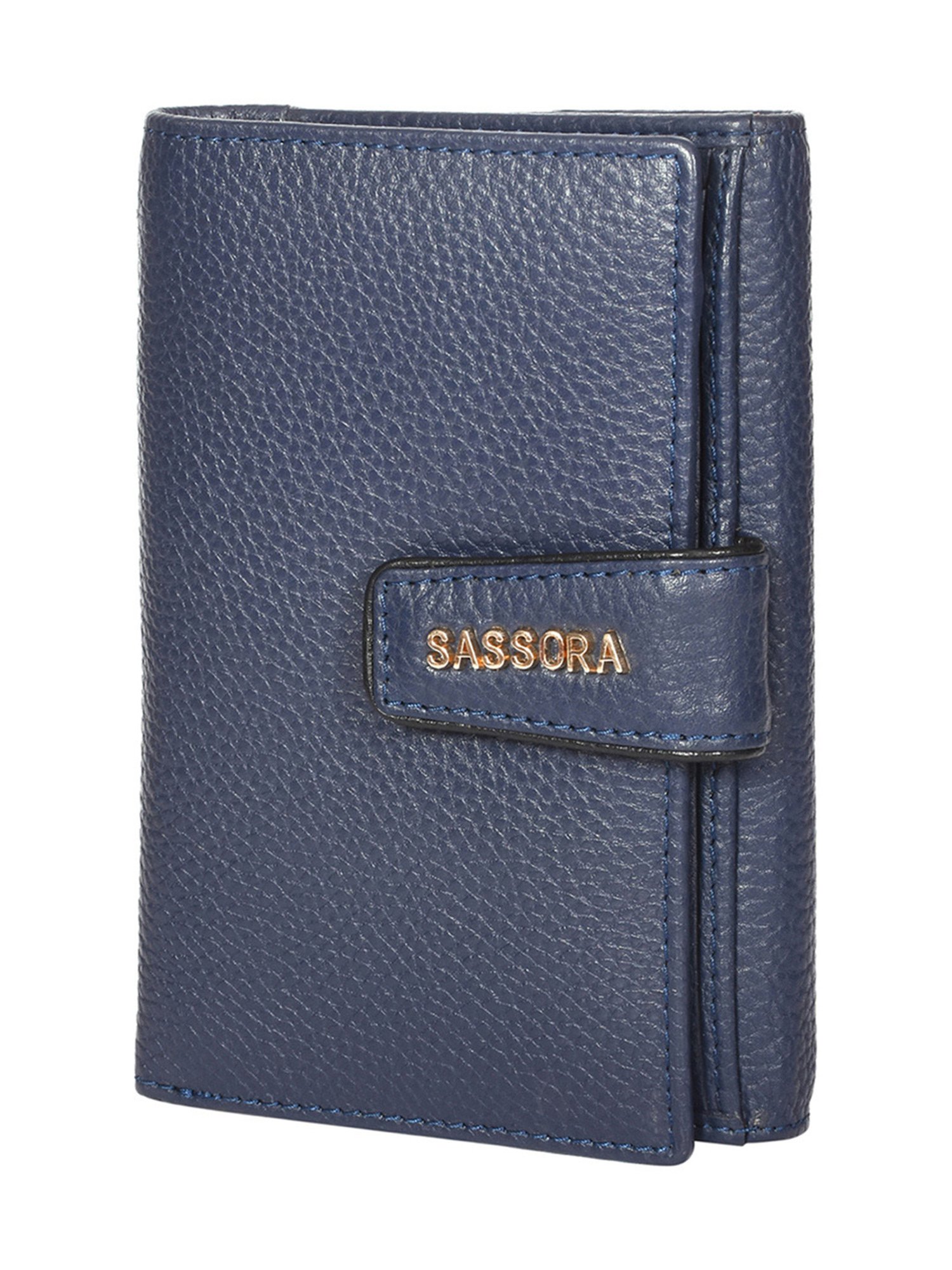 Sassora Lyla Navy Blue Medium Leather Wallet for Women