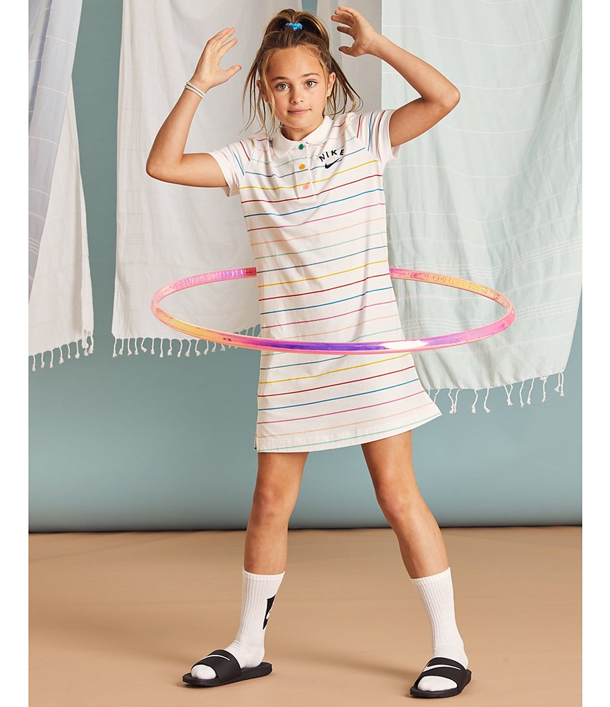 Nike Big Girls 7-16 Stripe Polo Shirtdress