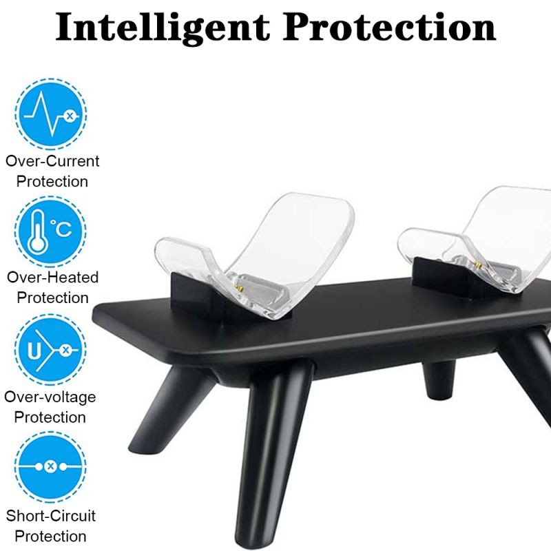 PS5 Controller Charger, Dual Fast  Dualsense Charging Station Dock Stand with USB C Charger Cable & Blue LED Projection Light for Sony Playstation 5 Controllers Dualsense