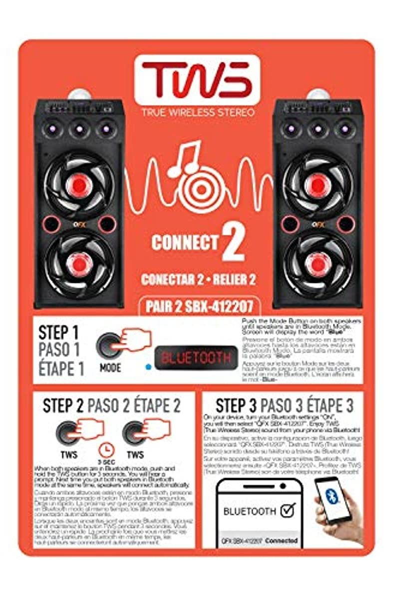 QFX SBX-412207BTRD Bluetooth Speaker with Built-in Amplifier