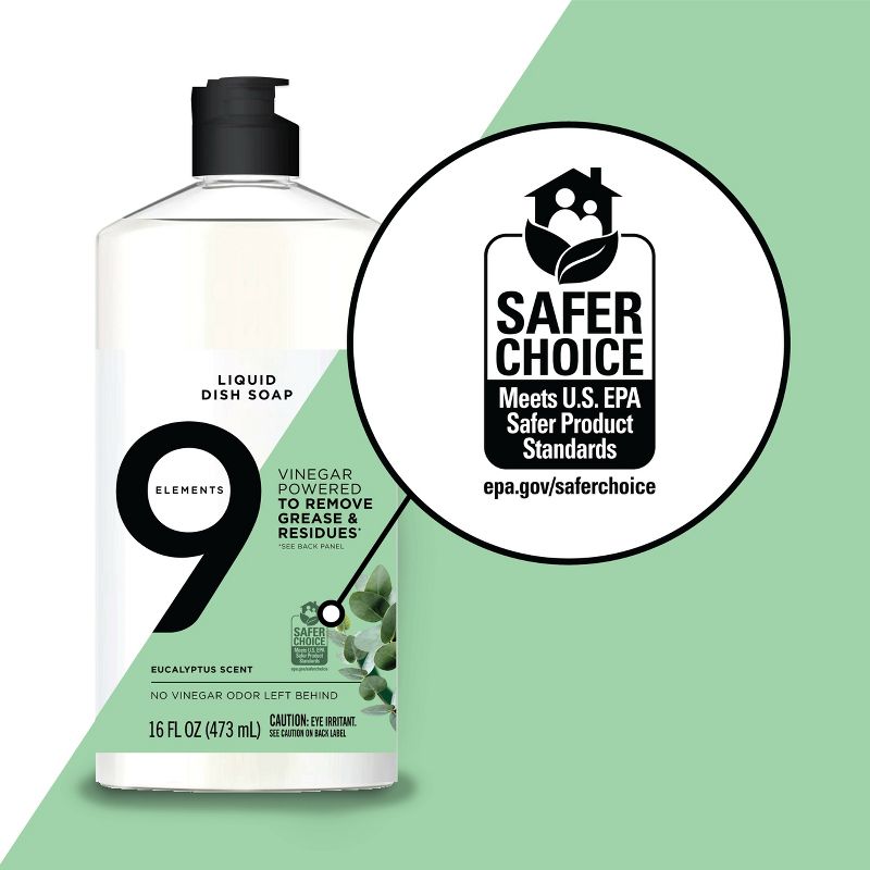 9 Elements Liquid Dish Soap - Eucalyptus - 16 fl oz