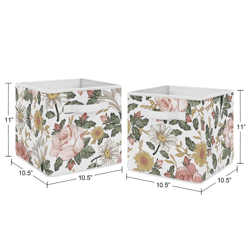 2pk Vintage Floral Fabric Bins Pink/Green - Sweet Jojo Designs