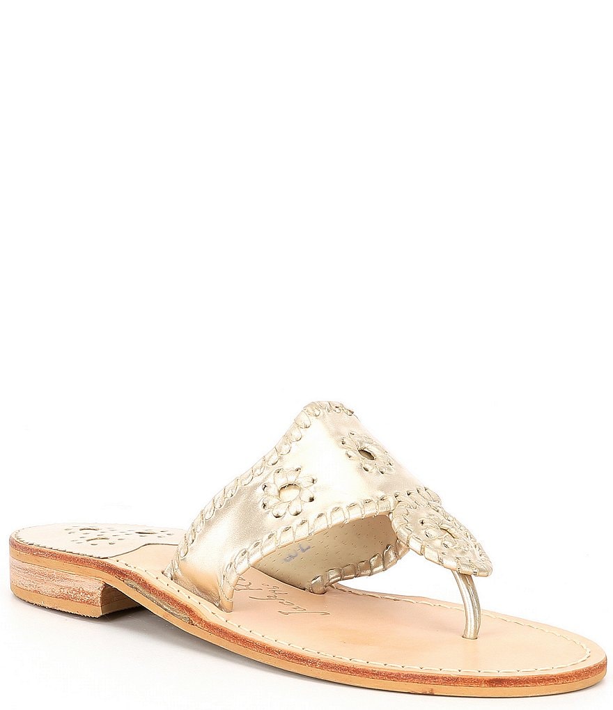 Jack Rogers Jacks Metallic Leather Flat Sandals
