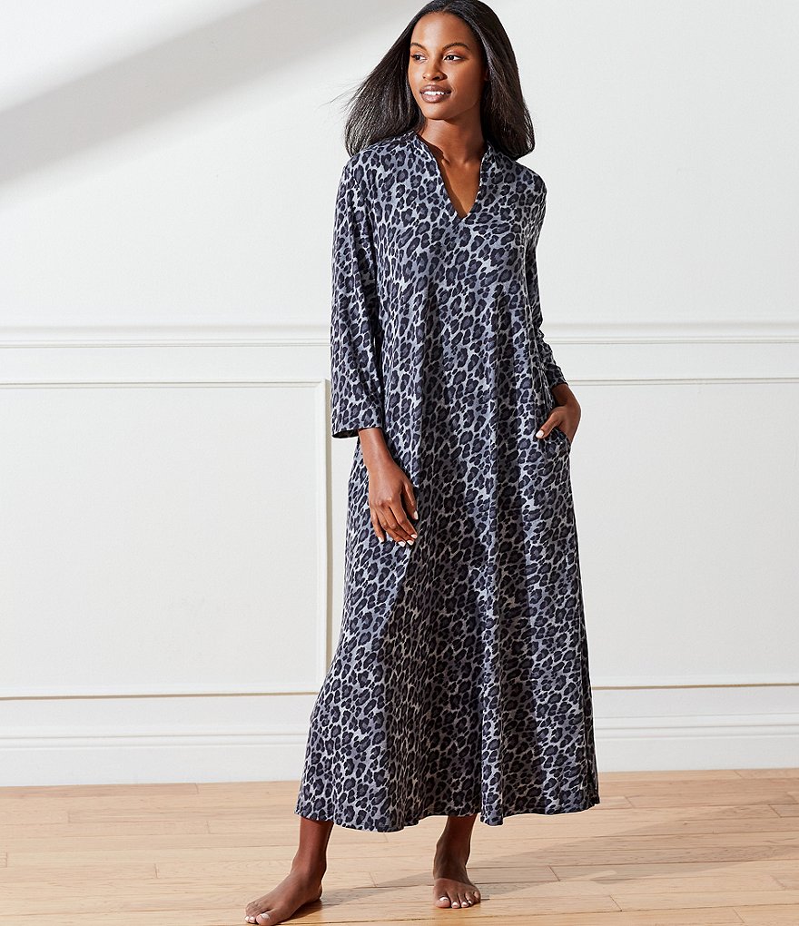 N Natori Wild Instinct Animal Print Jersey Knit Caftan