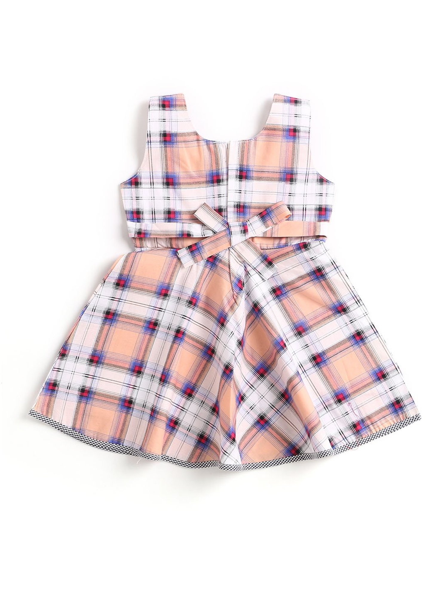 The Magic Wand Kids Multicolor Checks Dress with Bow