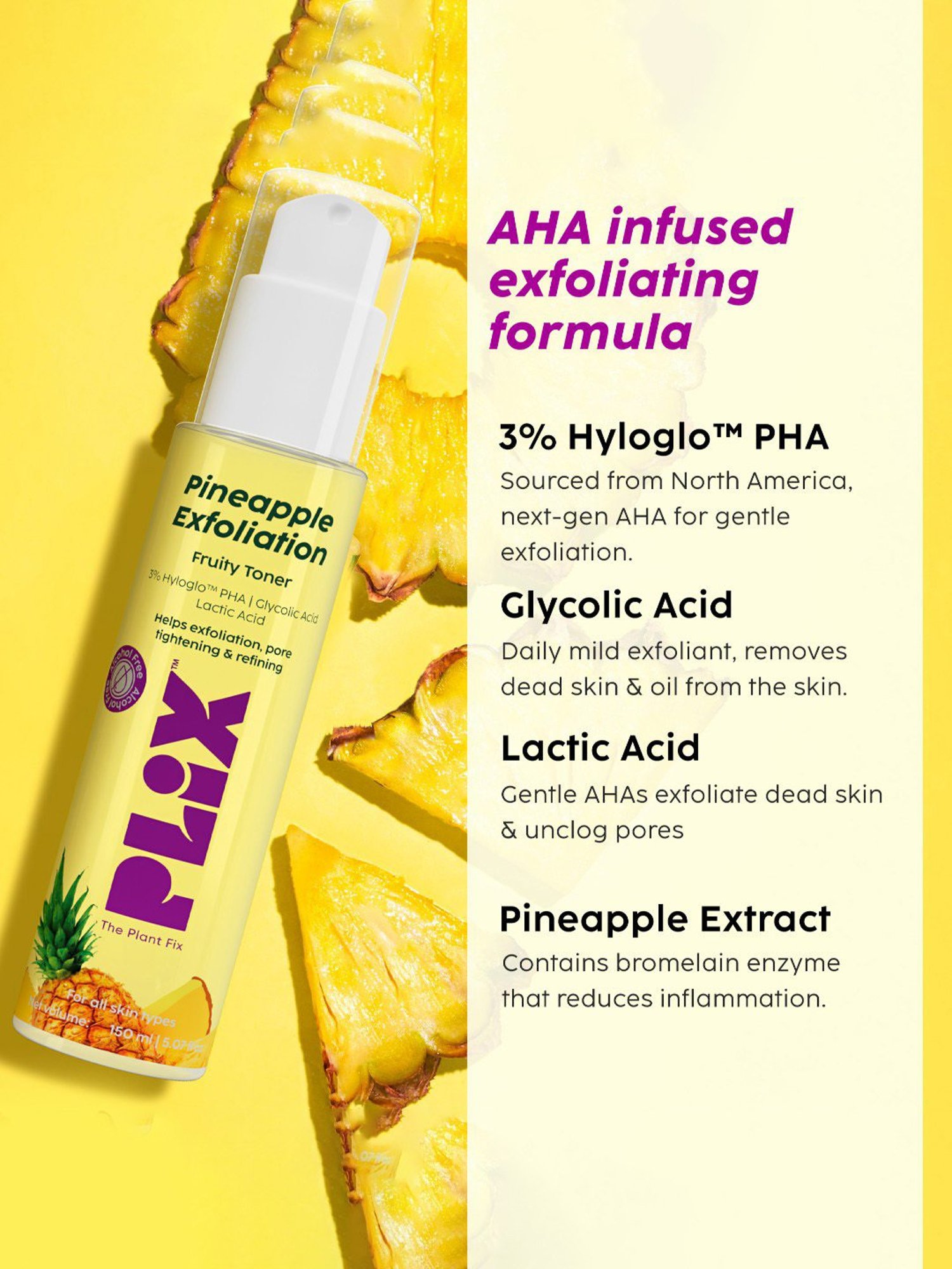 PLIX THE PLANT FIX Pineapple De-Pigmentation Facewash, Serum, Moisturizer & Toner Combo