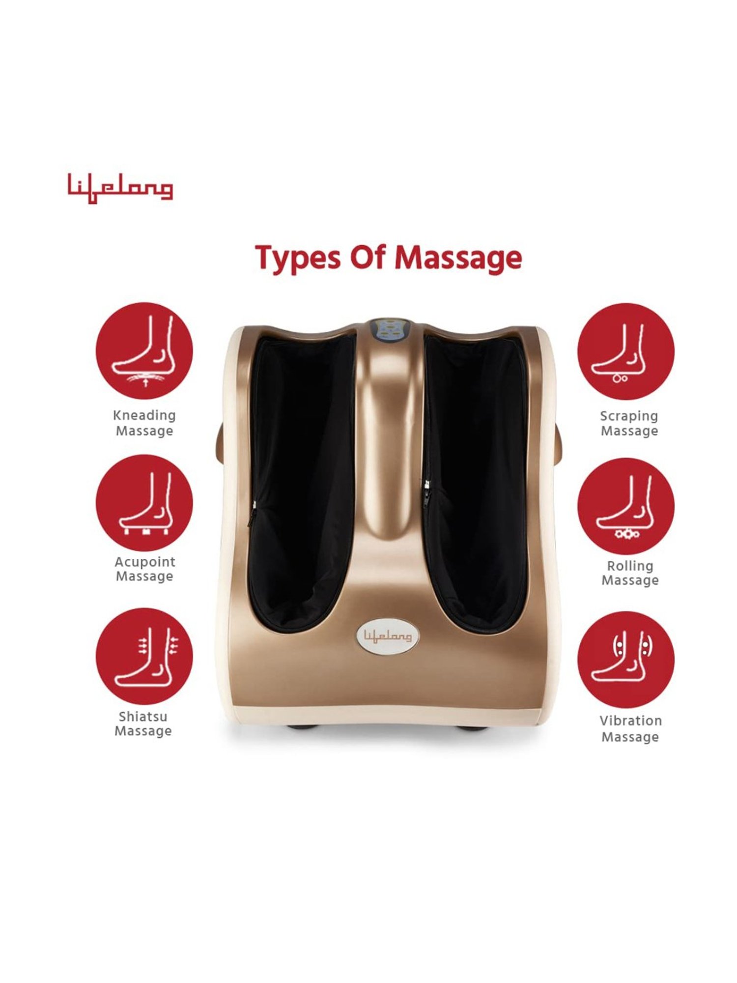 Lifelong LLM909 MAX 80W Foot, Leg and Calf Massager (Brown)