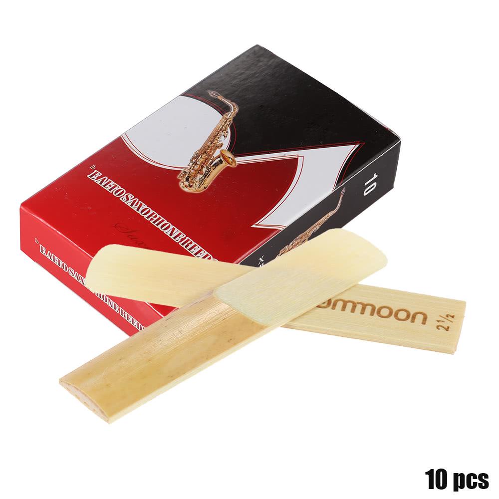 ammoon 10-pack Pieces Strength 2.5 Bamboo Reeds for Eb Alto Saxophone Sax Accessories