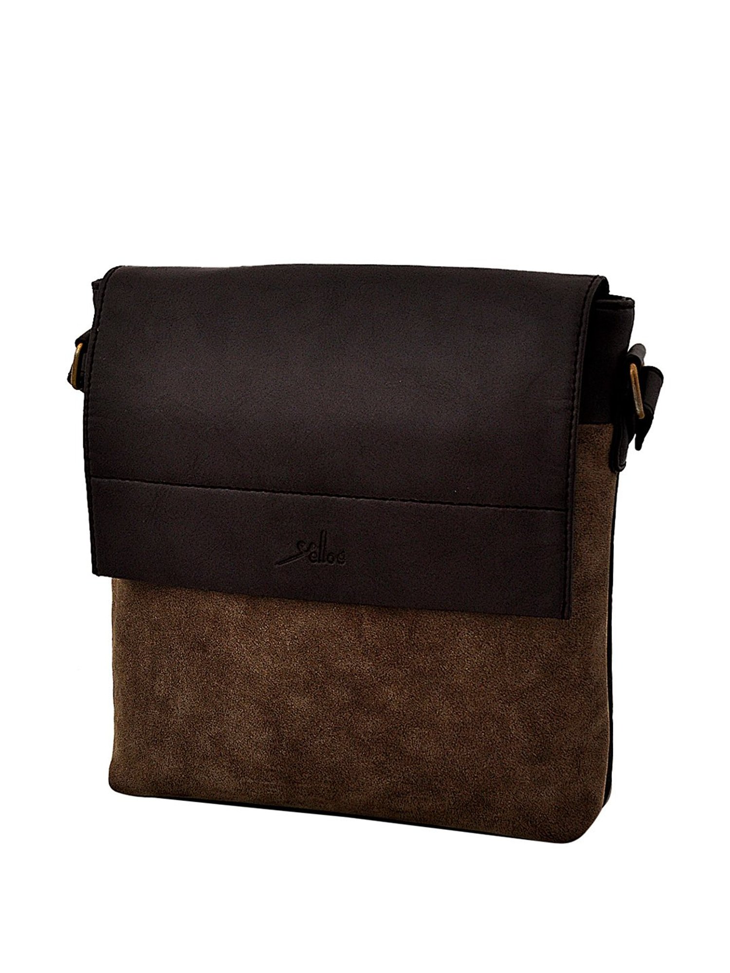Yelloe Brown Solid Medium Cross Body Bag