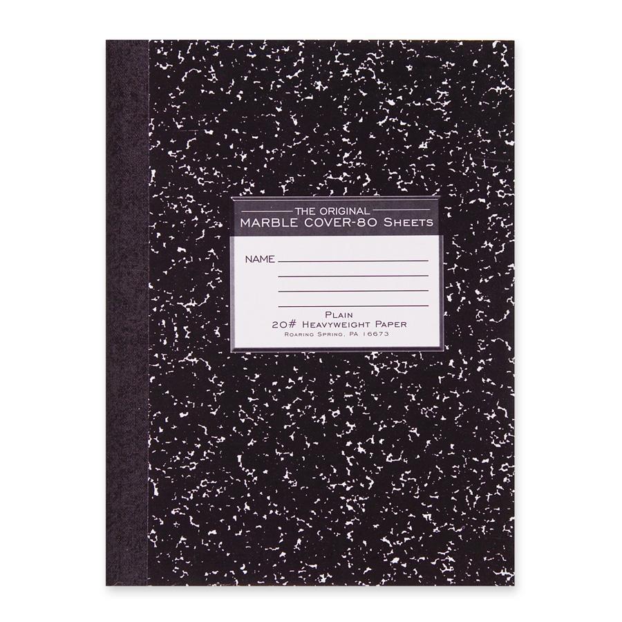 Roaring Spring Compostion Book Unruled 20 lb. 80/Sht 10-1/4"x7-7/8" Black 77479
