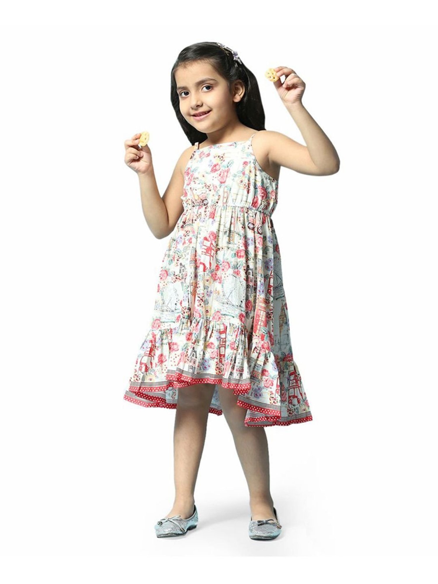 Biba Girls Multicolor Cotton Printed Dress