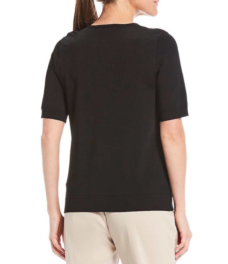 Investments Petite Size Signature Yarn Short Sleeve Crew Neck Top