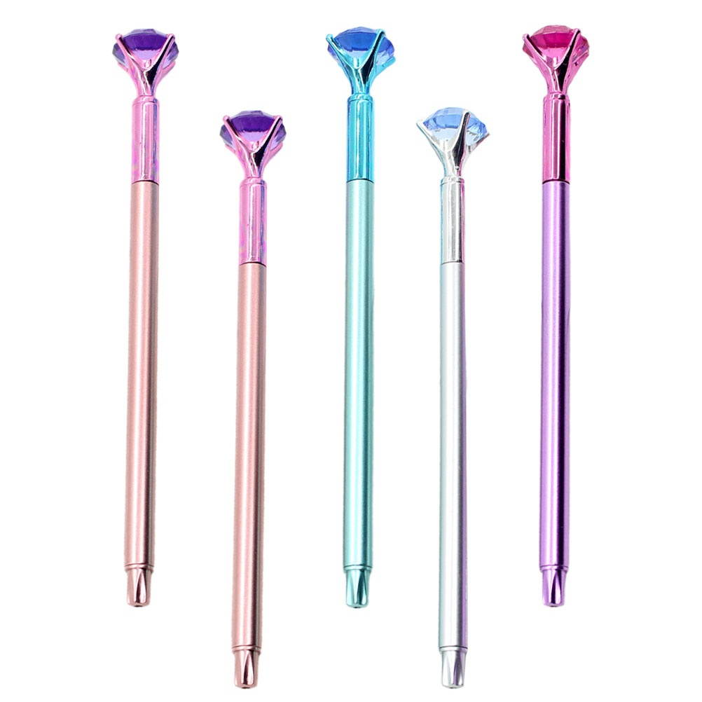 5pcs Black Refill Gel Pens Diamond Design Writing Pen Stationery Pen for Student