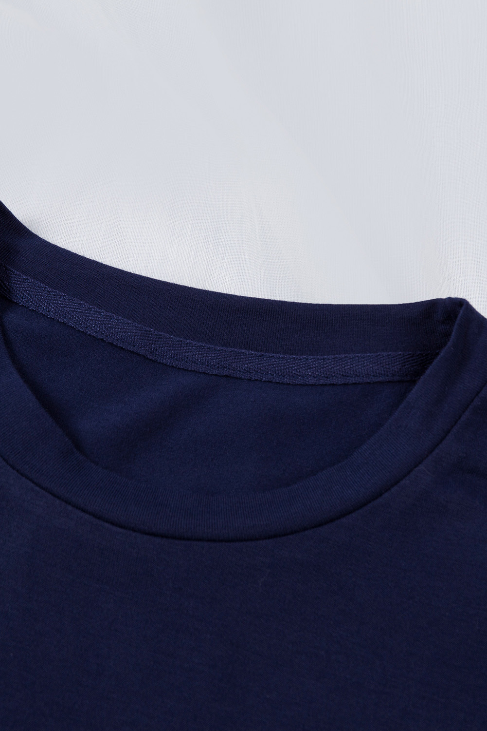 Blank T Shirt - Dark Blue Casual Solid Color Crew Neck Tee Customized