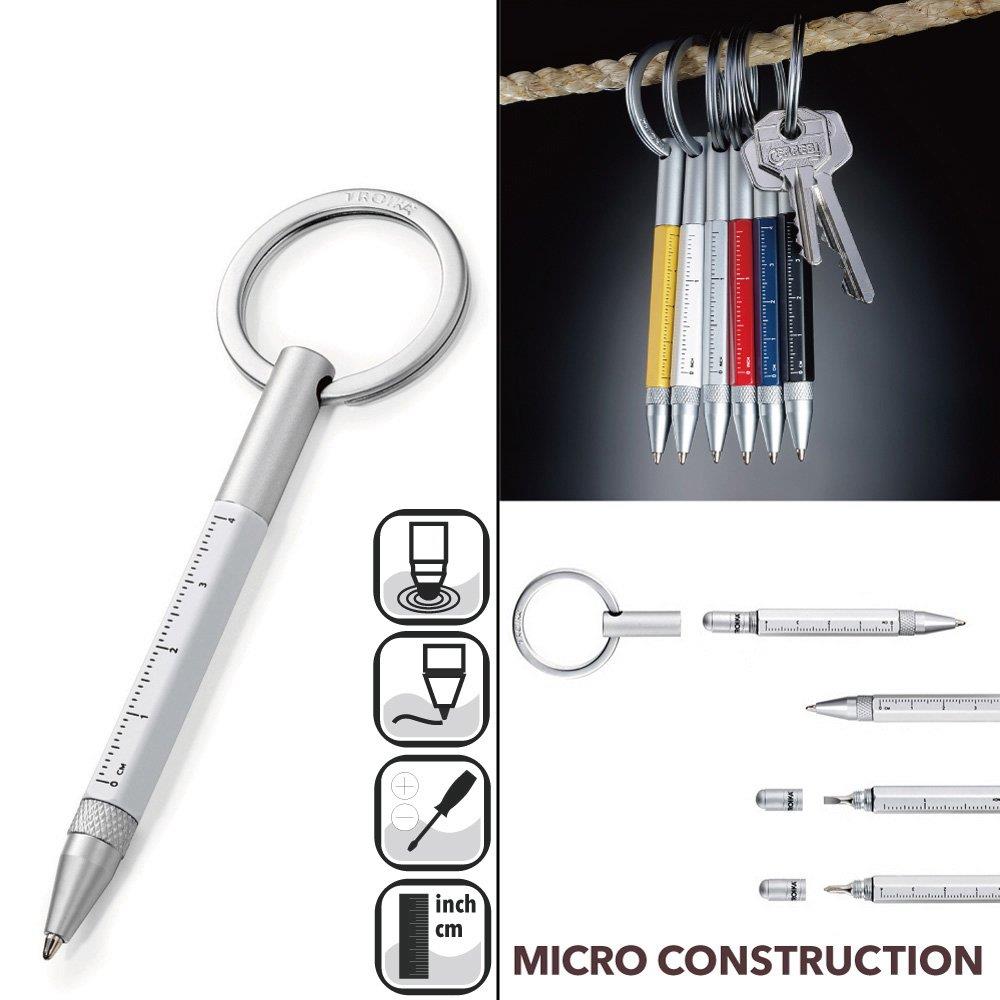 Troika Micro Construction Pen & Stylus Key Ring, White (KYP25WH)