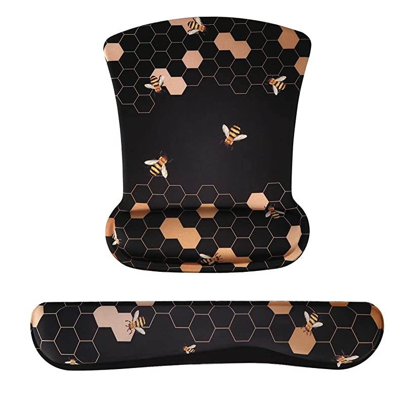 Keyboard Wrist Rest and Mouse Wrist Rest Pad Made of Memory Foam Ergonomic Support Easy Typing and Relieve Wrist Pain Perfect for Gaming Computer Office Laptop Honeycomb