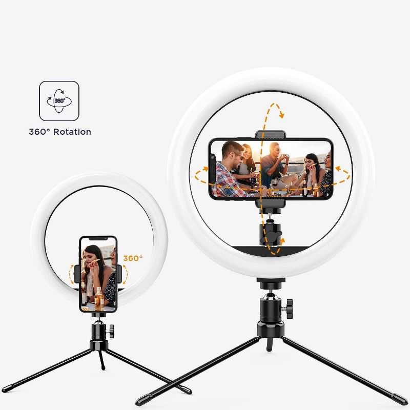 10-inch Led Ring Light with Tripod Stand & Phone Holder & Remote 3 Light Modes & 10 Brightness Levels Perfect for Makeup YouTube TIK Tok Video Live Streaming Photography - F531