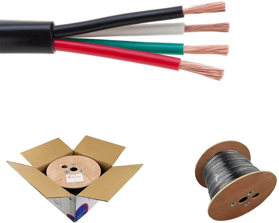 Satmaximum Outdoor Speaker Cable 14 AWG Direct Burial UV Protection Rated Audio Water Proof Wire (500 Feet 14/4)