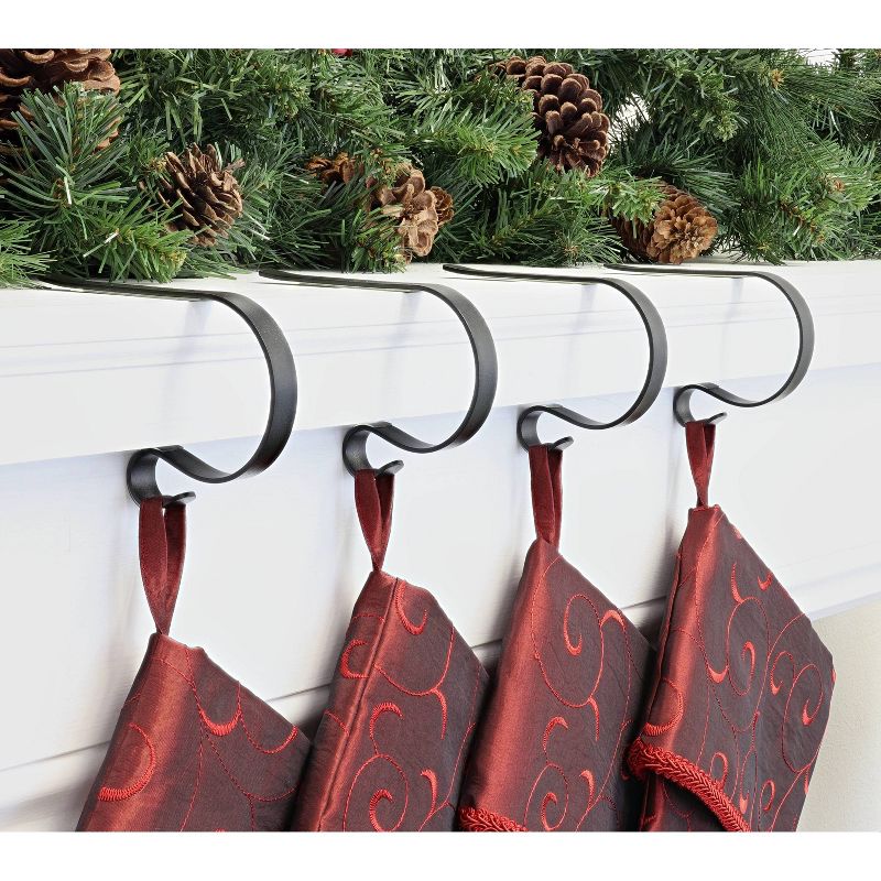 4pk Mantel Clips Stocking Holder Black - Original MantleClip