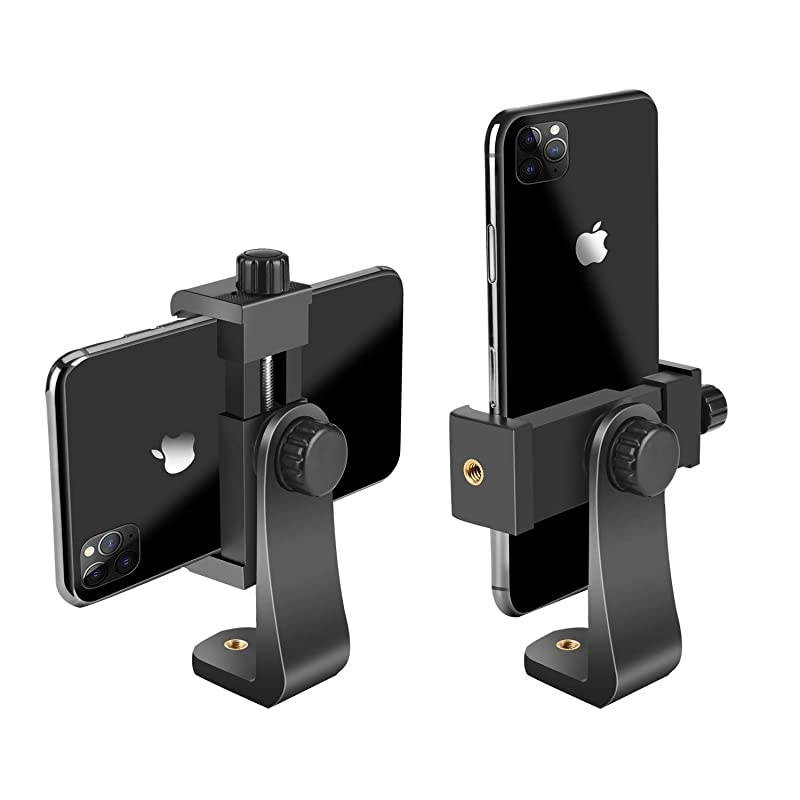 Premium Smartphone HolderVertical and Horizontal Tripod Mount Adapter Rotatable Bracket with 14 Inch ScrewAdjustable Clip for iPhone Android Cell Phone Selfie Stick Camera Stand