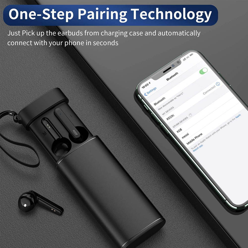 Wireless Headphones, Ephram Bluetooth 5.0 Wireless EarphonesAuto Pairing Bluetooth Earbuds TWS Stereo HiFi Wireless Headphones for Running Sports in-Ear with Type-C Charging with Mic Headset (Black)