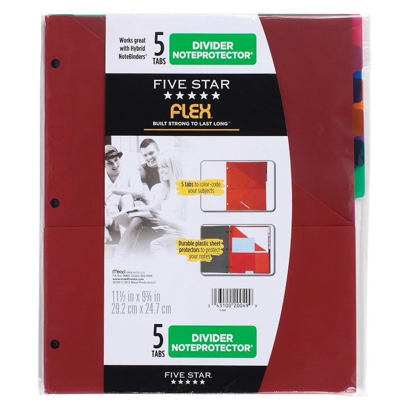 Five Star 5 Tab Flex NoteProtector Binder Insert (Color Will Vary)