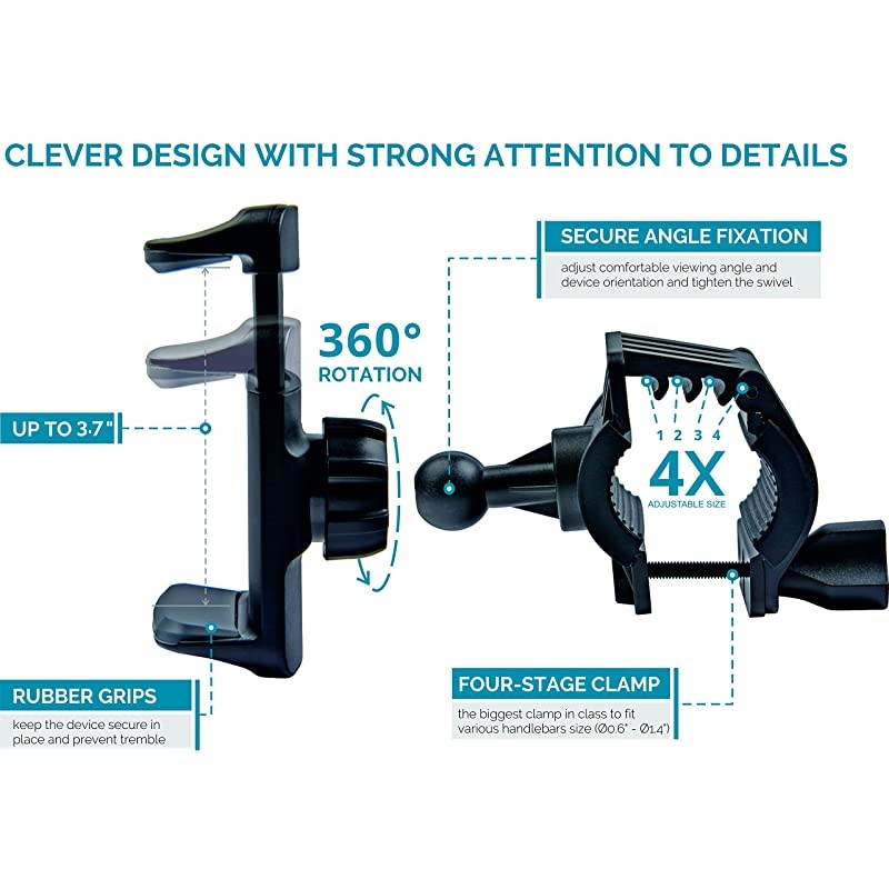 Motorcycle Phone Mount for iPhone 11 Pro Xs Xr 8 PlusMax Galaxy s20 or Any Cell Phone Universal Handlebar Holder for ATV Bicycle Motor+100 to Safeness Comfort