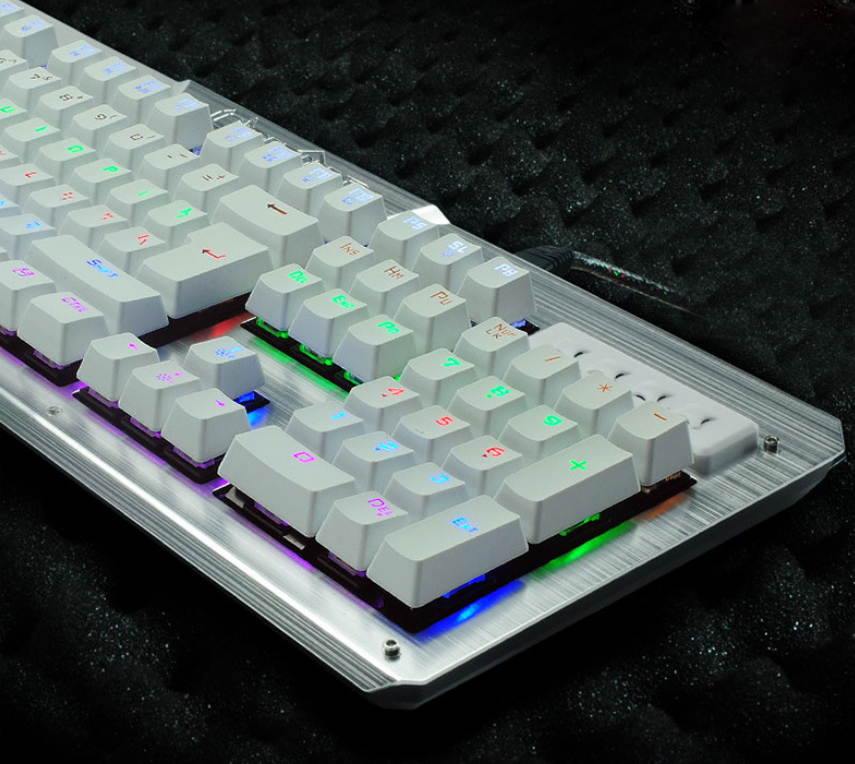 K26 Blacklit Mechanical Gaming Keyboard with Blue Switches - 104 Keys Wired USB Keyboard with 8 Color LED- Anti-ghosting Keys