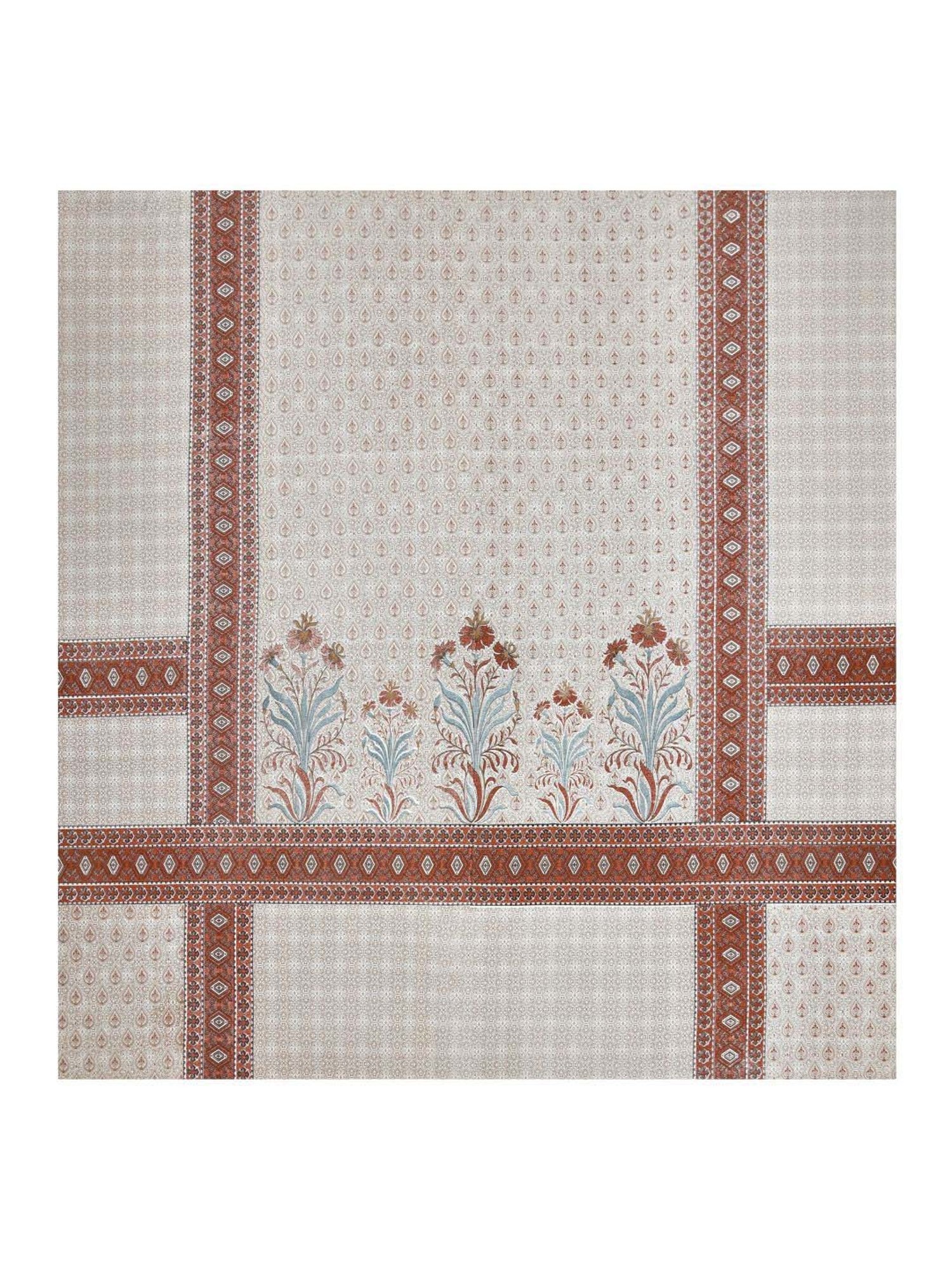 BELLA CASA Gulmohar Grey & Brown Cotton 450 TC King Bedsheet with 2 Pillow Covers