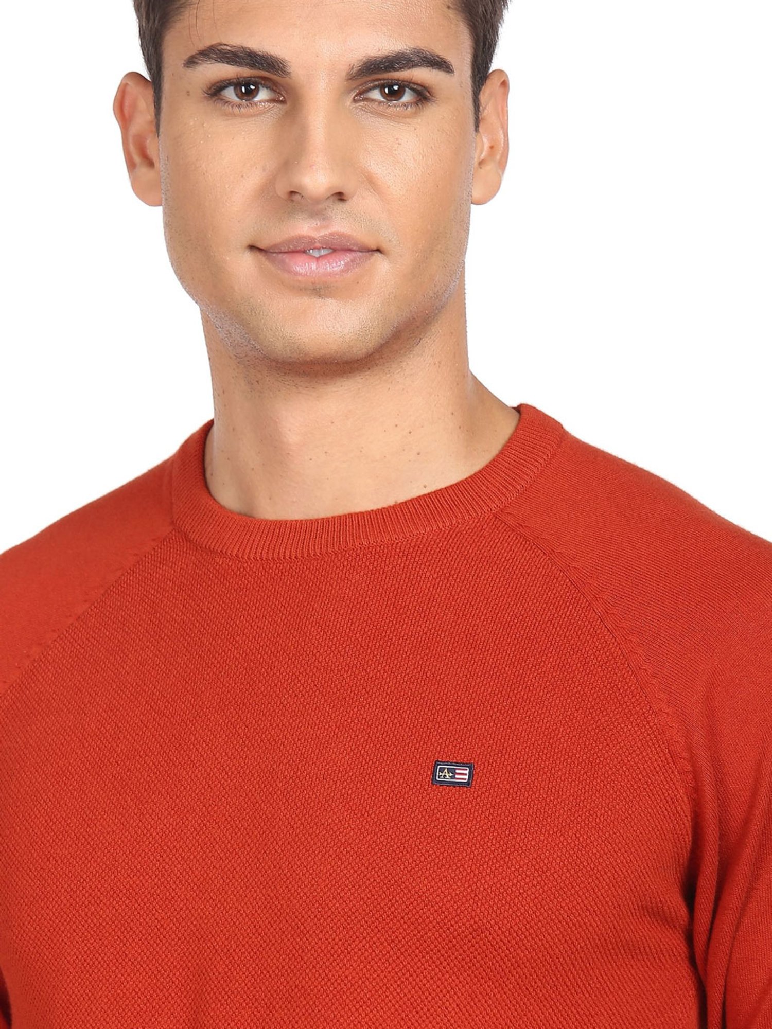 Arrow Sport Orange Cotton Regular Fit Sweater