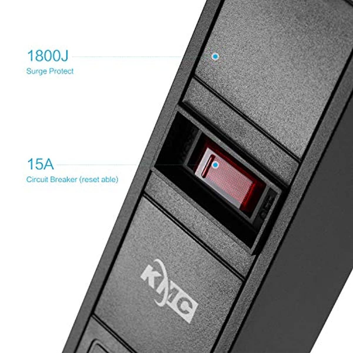 KMC 8 Outlet Power Strip Surge Protector Rack-Mount PDU with 6 Feet, 125V/15A, 1800 Joule, Black