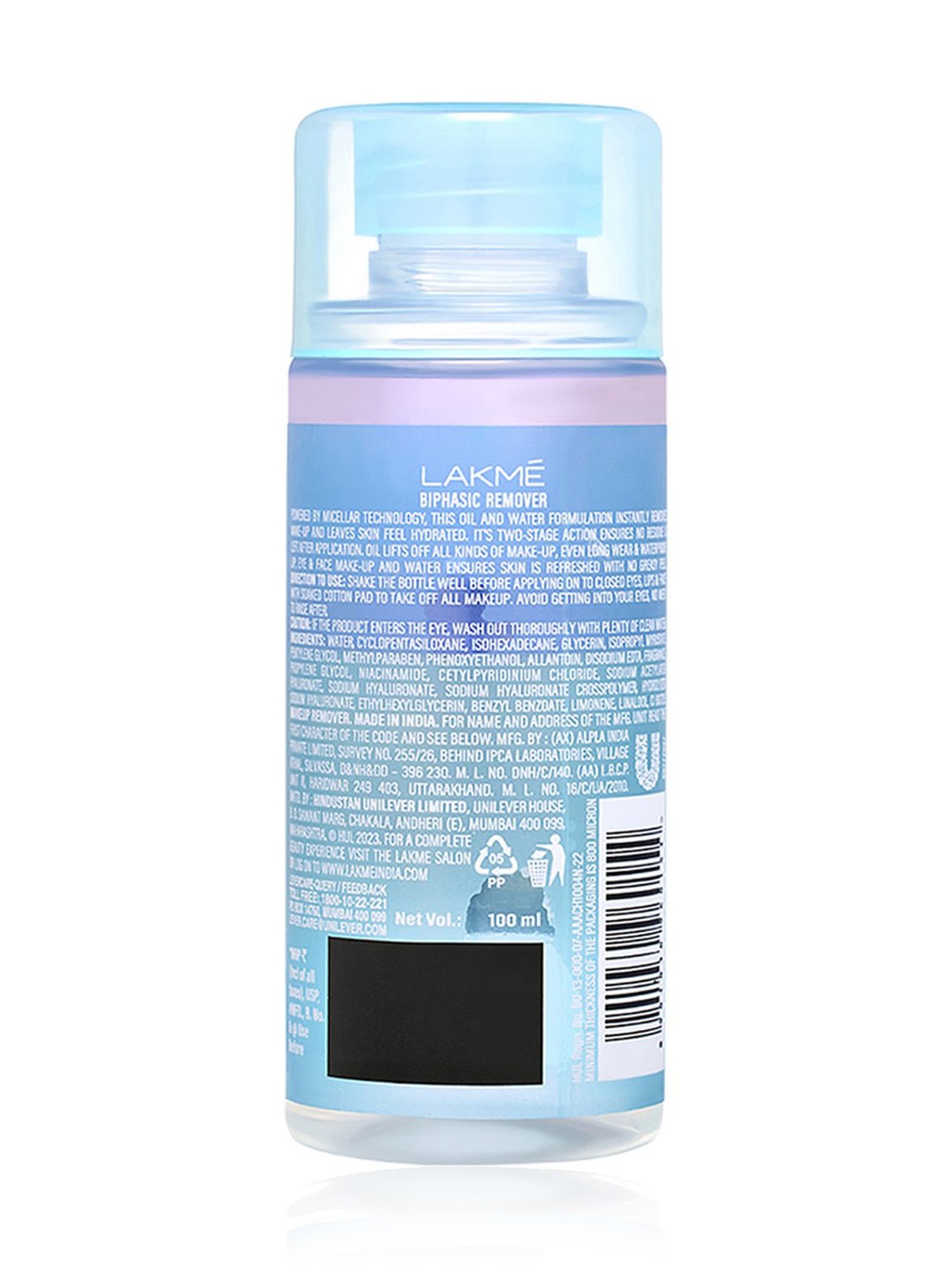 Lakme Micellar Pure Biphasic Remover for Makeup Removal - 100 ml