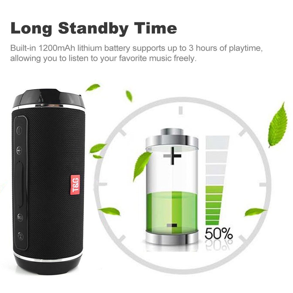 Portable Wireless Bluetooth Speaker 10W Stereo Subwoofer Outdoor Splash-proof Music Player U Disk TF Card Reader AUX-IN Hands-free w/ Mic 1200mAh Battery