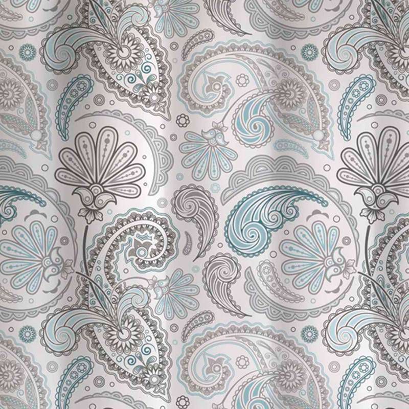 Floral Swirls Shower Curtain Blue/Gray - Cassadecor