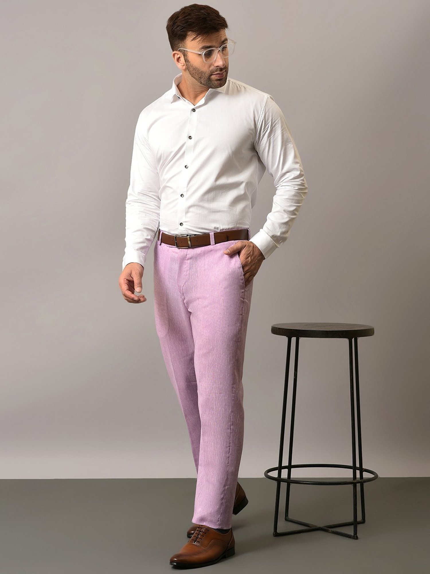 Hangup Light Purple Regular Fit Flat Front Trousers