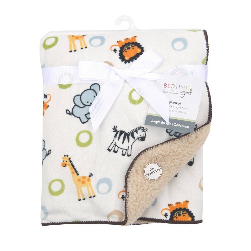 Lambs & Ivy Velour Sherpa Blanket - Jungle Buddies