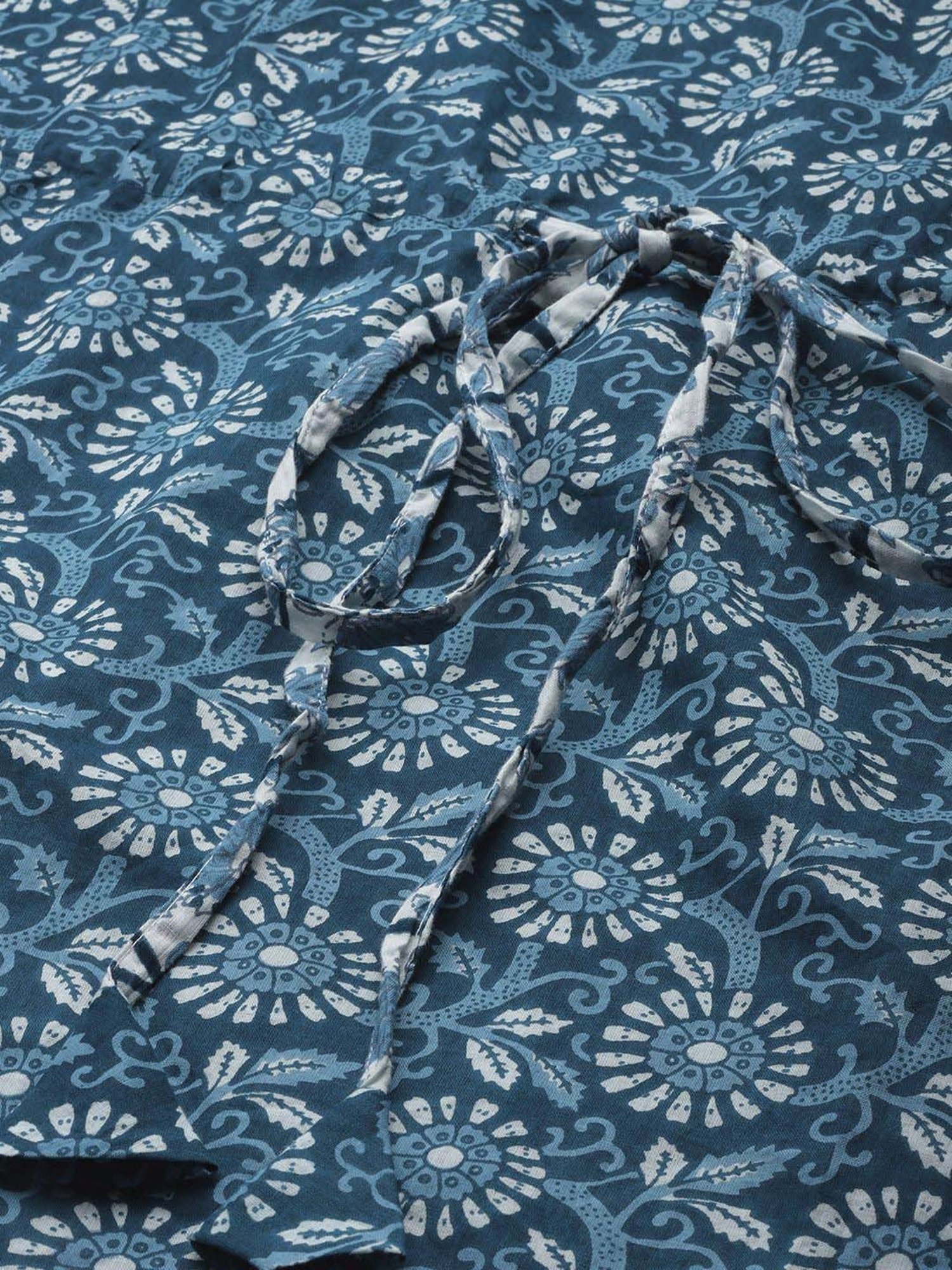 Libas Blue Cotton Printed Short Kaftan Pant Set