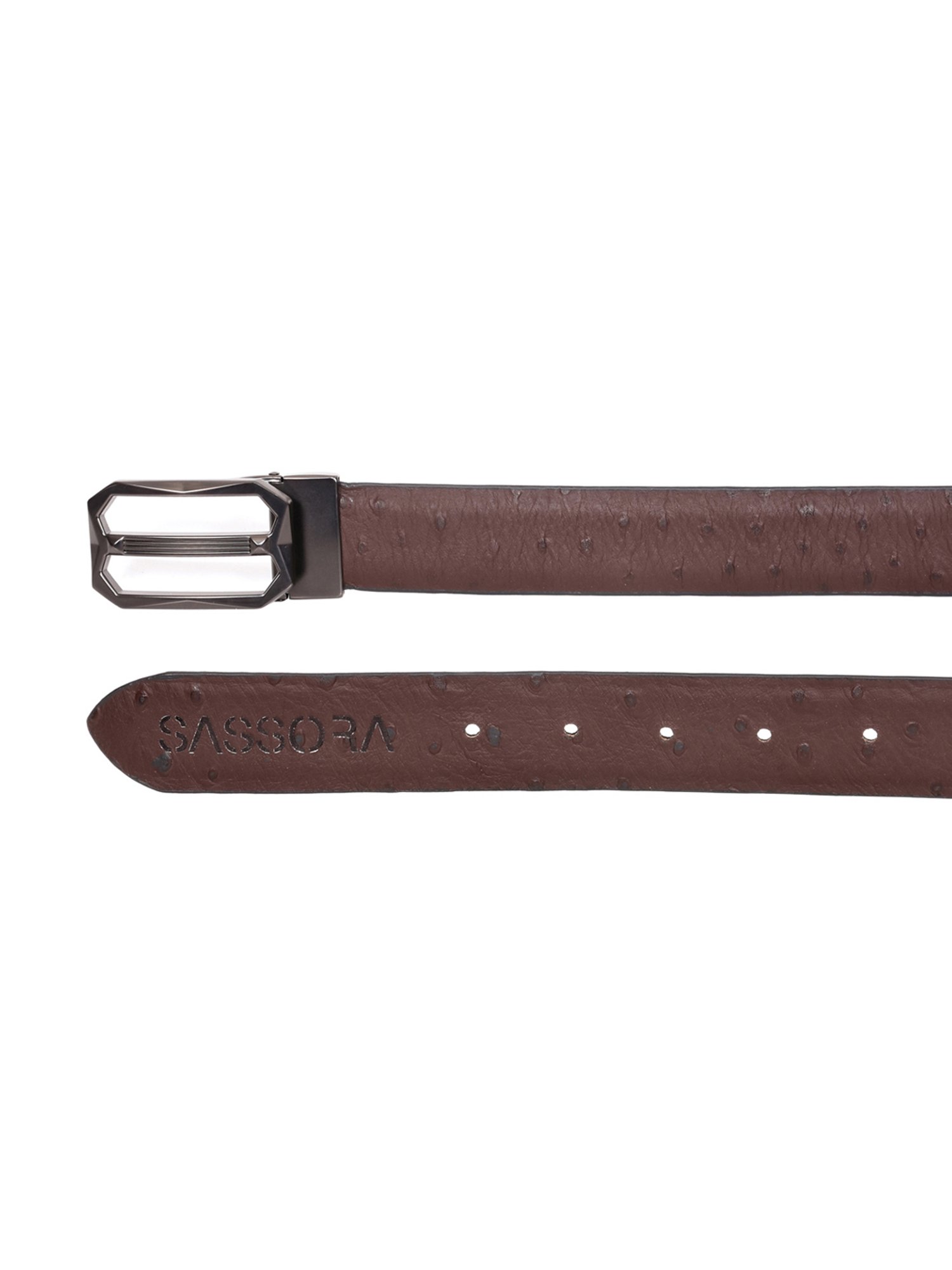 SASSORA Brown Leather Reversible Belt for Men