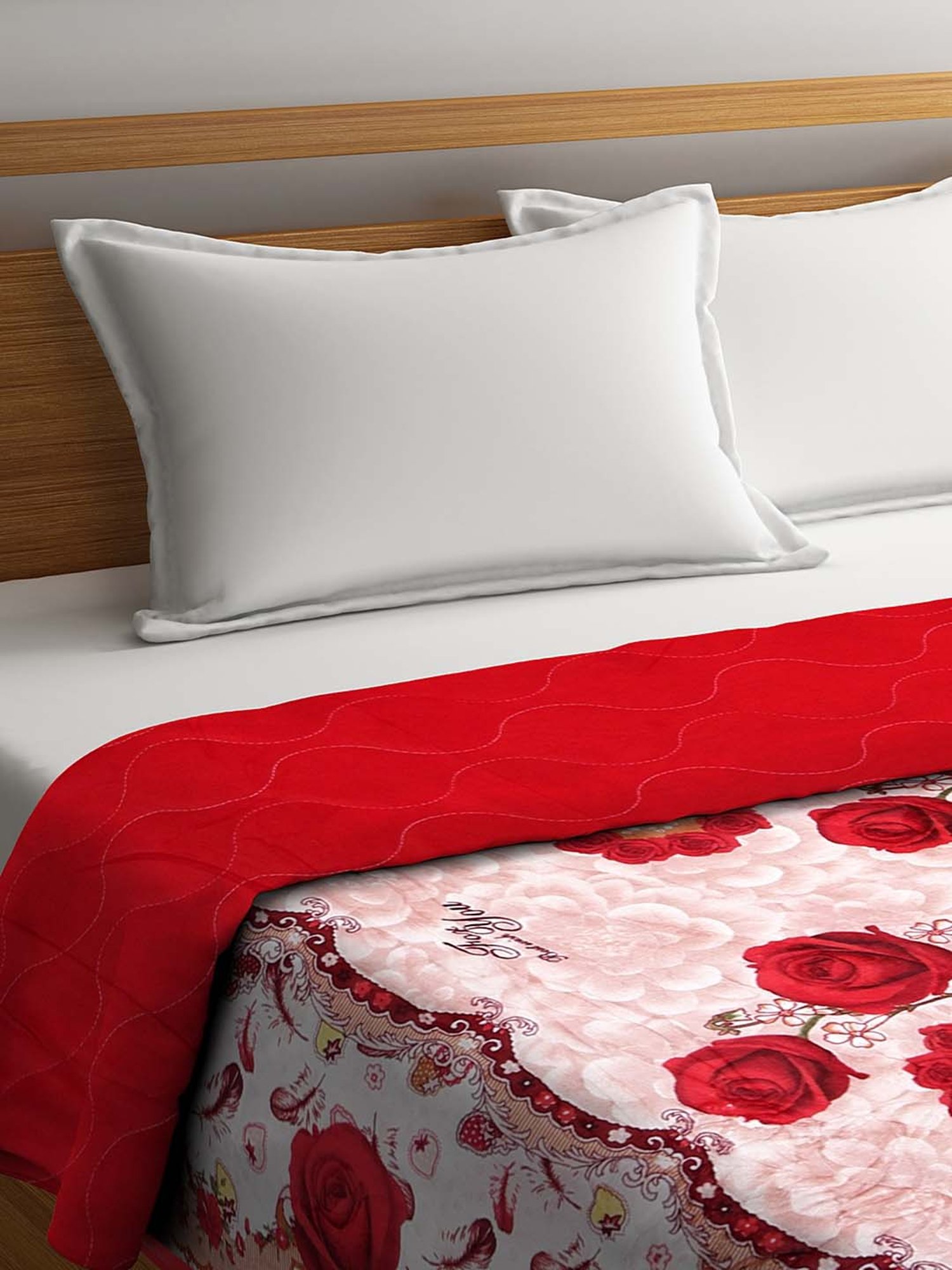 Welspun Bliss Light Silver & Blue Microfibre 120 GSM Shell Double Bed Quilt