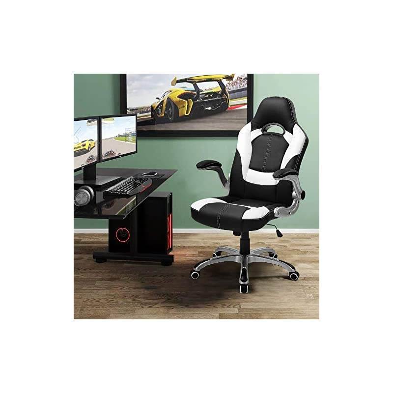 Gaming Chair, Larger Size Ergonomic Swivel Racing Executive High Back Office Chair with 3D armrests- Adjustable Headrest and Lumbar Support, Big and Tall Hold Up to 350lb (Black)