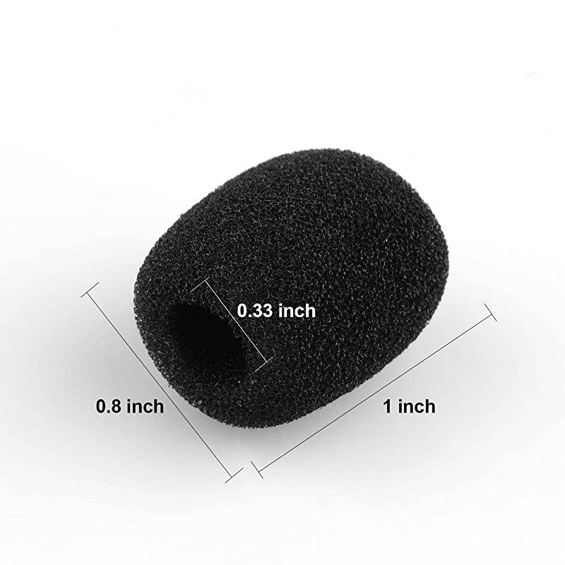 Lapel Headset Microphone Windscreens Foam Covers Microphone Covers Mini Size Color Black 10 Pack