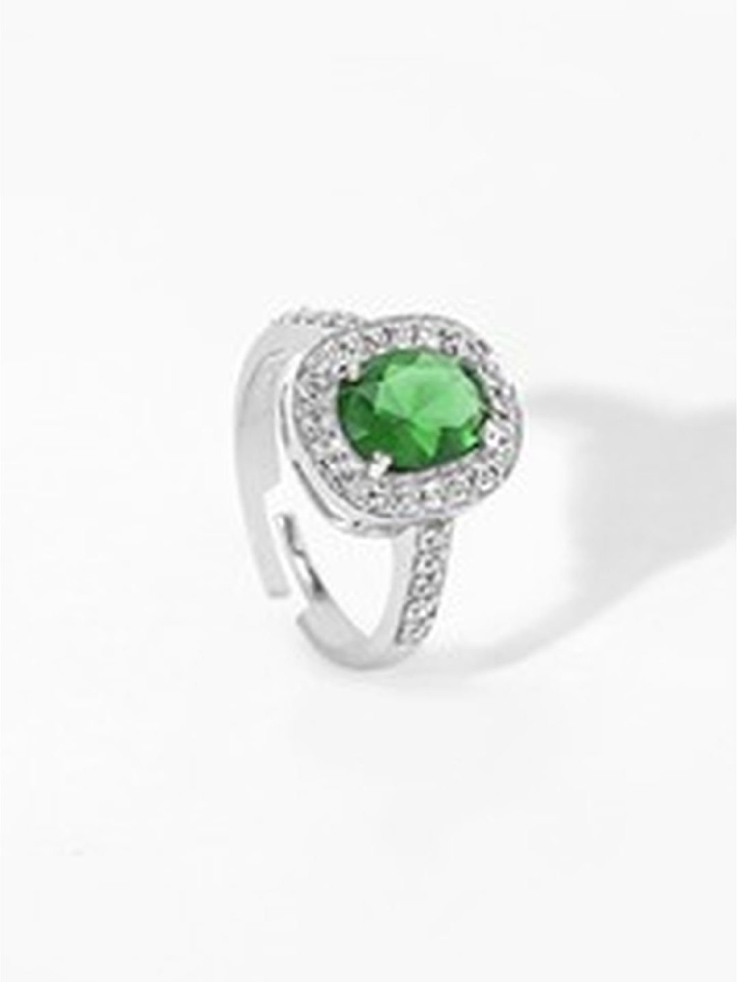March by FableStreet 92.5 Sterling Silver Emerald Green Zircon Ring for Women