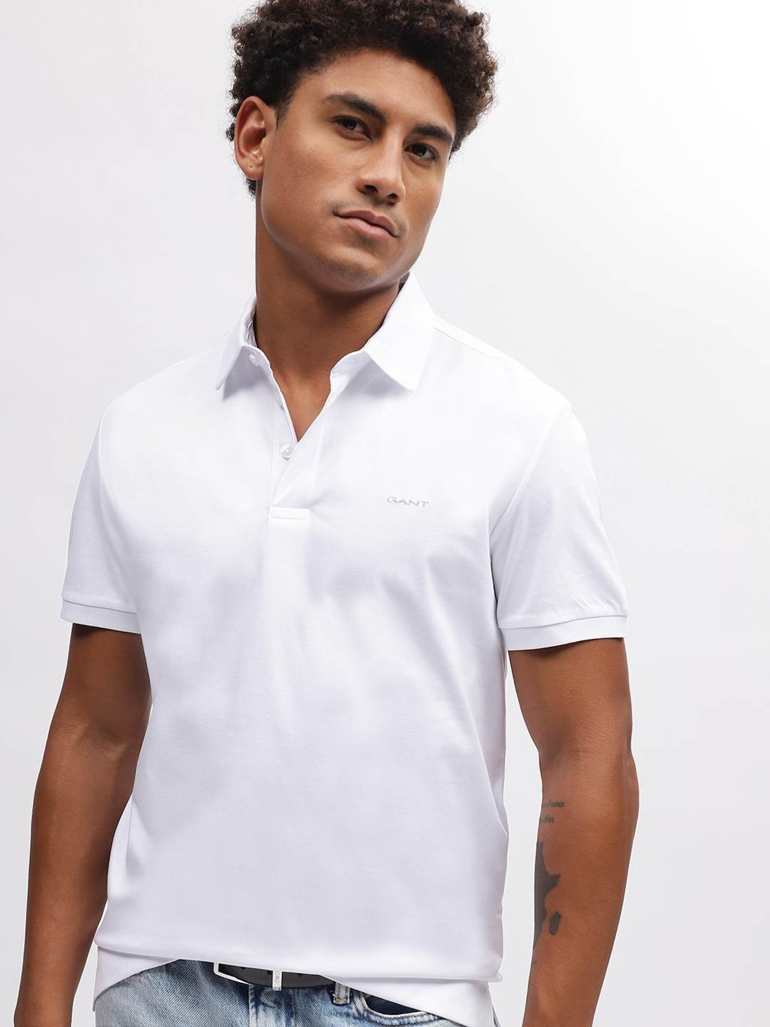 GANT Solid Polo Neck Slim Fit T-Shirt