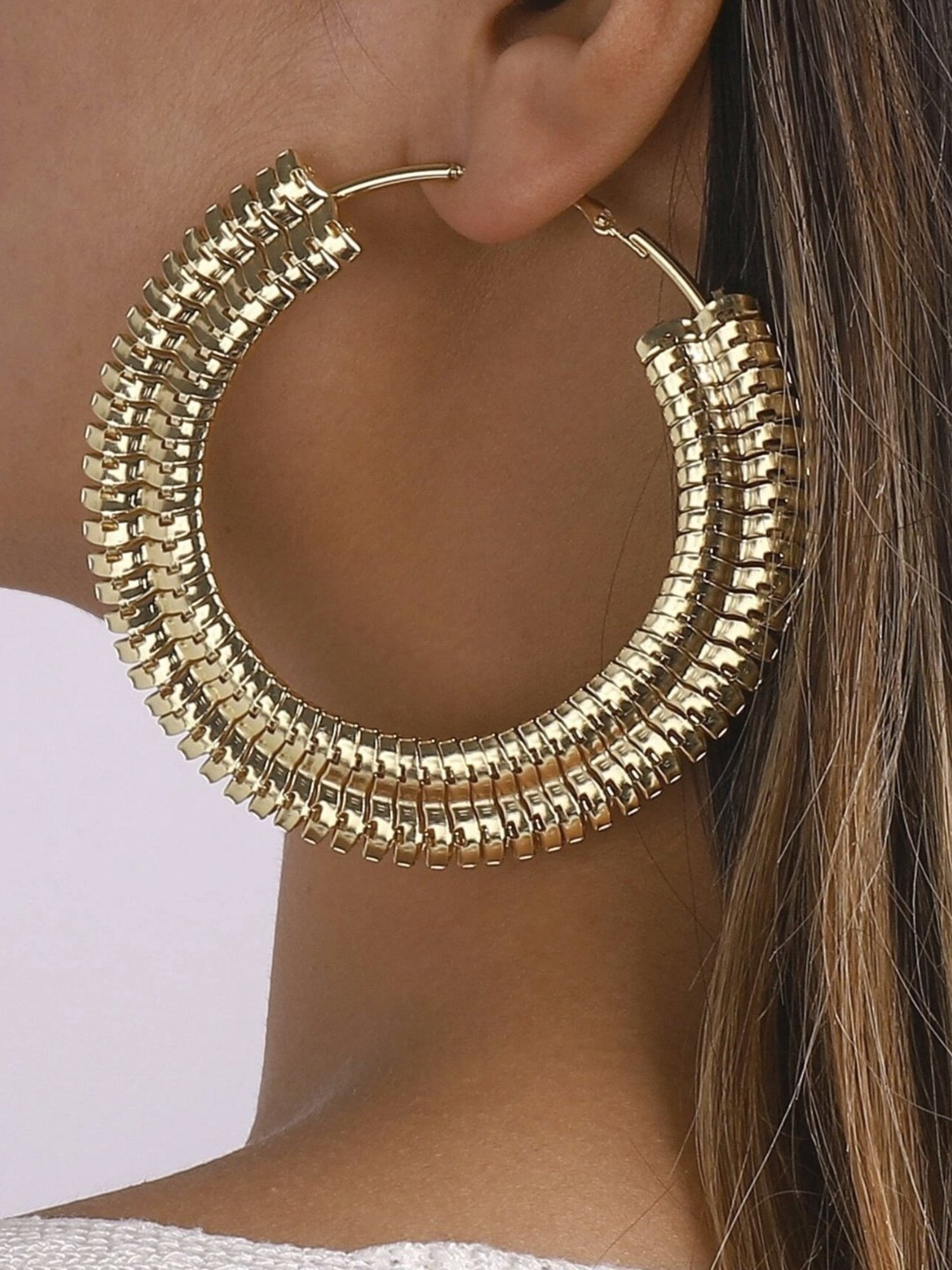 OOMPH Golden Tone Big Statement Party Fashion Full Hoop Earrings for Women