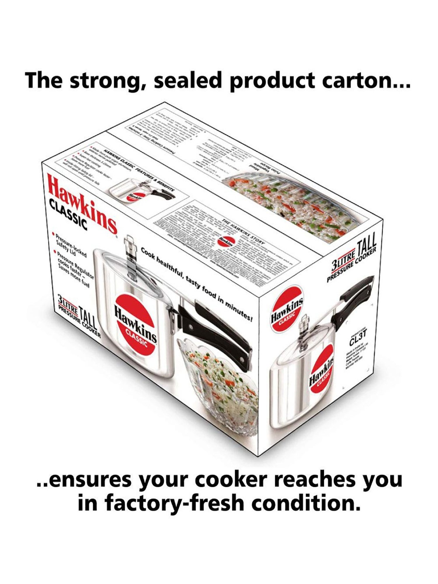 Hawkins Classic Silver Tall Pressure Cooker (3 L) - Set of 1